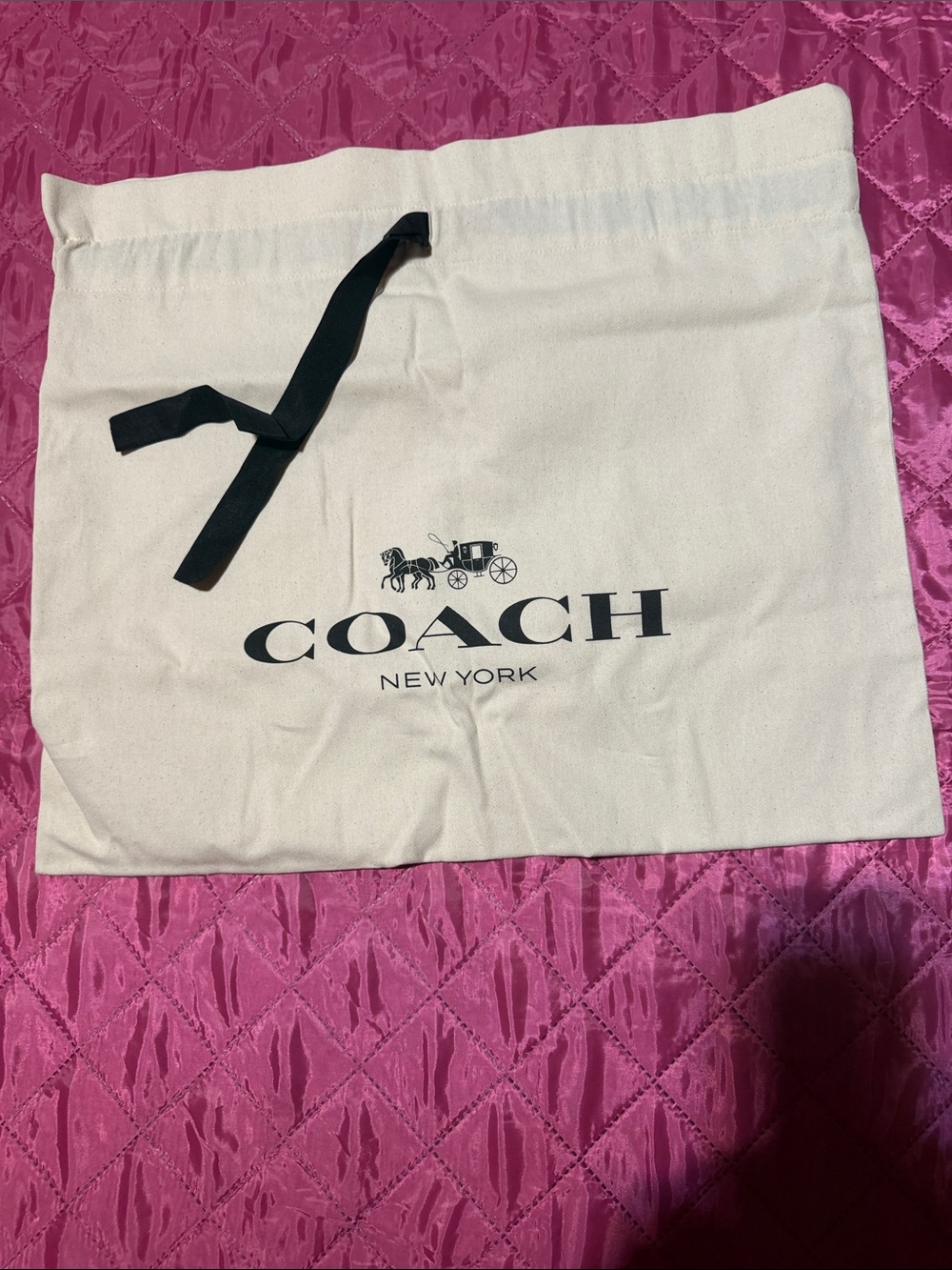 Coach Cream Canvas Drawstring Bag